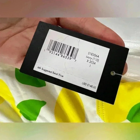 NWT Kate Spade Women’s Ivory Lemon One-Piece Swimsuit - Size Large - Picture 5 of 6